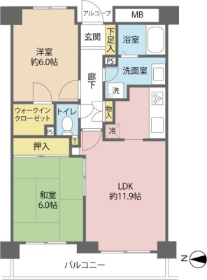 間取り図 11階建ての6階部分につき眺望良好です！全居室6帖以上！WICなど収納スペース充実！