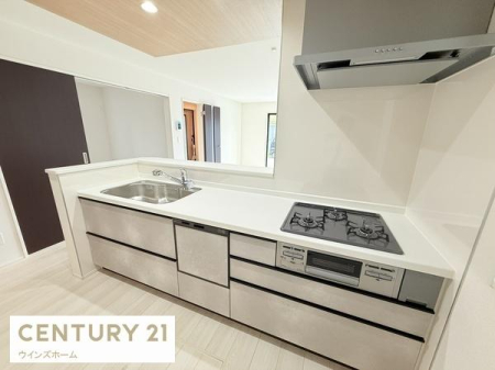 �L�b�`�� ��Ƃ肠��ΖʃL�b�`���͂��Ƒ��Ƃ̉�b���e�ސ݌v�B�������H��@�t���ŁA�����������������K�ȃL�b�`�����C�t���B